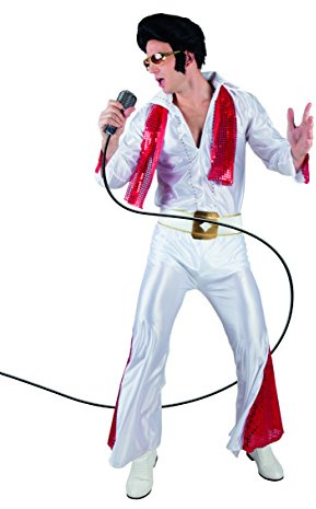 Boland - Adult Rock 'n Roll Star Red White Jumpsuit for Men Singer Superstar Fancy Dress Carnival Theme Party, multicoloured, 54-56