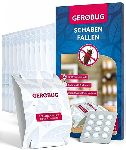 Gerobug Trappole per Scarafaggi [12 Pezzi] – Trappole Adesive con Attrattivo – Senza Veleno – Anti Blatte e Scarafaggi per Casa, Cucina, Interni – Extra Forti