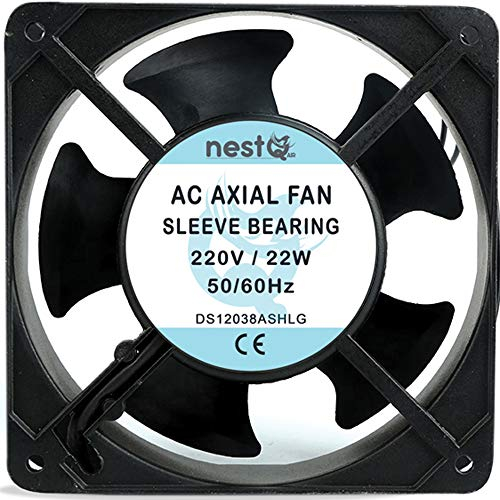 nestQ Ventilateur 120 mm x 120 mm x 38 mm - 220-240V AC | Extracteur d’Humidité & Chaleur | Ultra Silencieux | Pour Salle de Bain, Cuisine, Garage, Armoire & Ascenseur | Haute Performance
