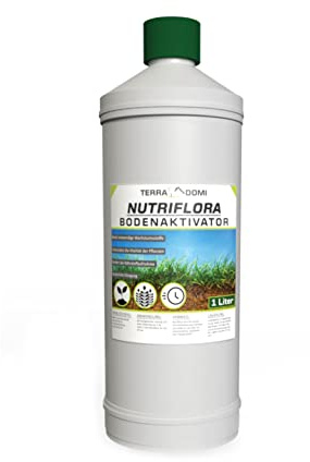 TerraDomi Nutriflora 1 Liter Bodenaktivator Konzentrat für 330m² I NP - Dünger auf Basis von Seealgenextrakt I 20% mehr Wachstum und Ertrag I natürliche Basis