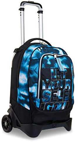 Seven Trolley, Rucksack mit Trolleyfunktion, Schulranzen mit Rollen, 3 in 1, Abnehmbarer Rucksack, ab 1. Klasse, für Schule, Gymnasium, Reisen&Freizeit, Mädchen&Jungen, blau, JACK-2WD DIP & Sky