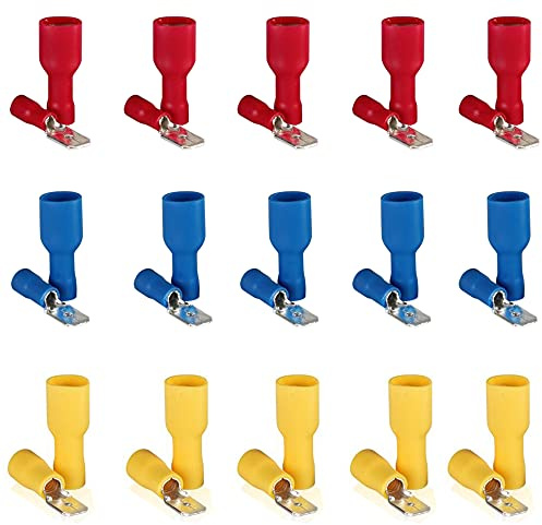 Ruidee 120PCS Insulated Male/Female Spade Connector Quick Splice Wire Terminals Wire Crimp Connectors Kit Red，Blue，Yellow（UPSZ)