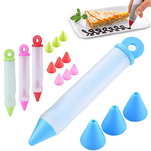 Jeringa para pastelería, jeringa para decoración de tartas,Pluma de Silicona para Escritura de Alimentos,4pcs Bolígrafo de Decoración de Postre Herramientas,Marmelada de Chocolate Bolígrafo