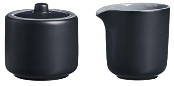 Ritzenhoff & Breker Milch- und Zuckerset Jasper, Schwarz, Milchkännchen & Zuckerdose aus Keramik, Außenseiten mit Mattglasur und Soft-Touch-Haptik