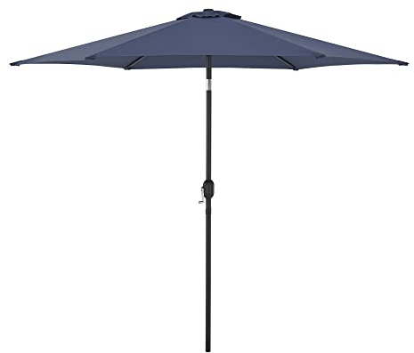 casa.pro Parasol de Jardin Hexagonal Inclinable Elégant Hydrofuge Terrasse Balcon Manivelle Aération Toile en Polyester 270 x 235 cm Bleu Marine
