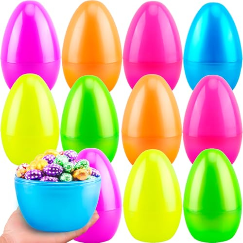 Restroma 12 Pack 8 Inch Jumbo Easter Eggs Large Empty Colorful Fillable Easter Egg Gaint Plastic Egg for Easter Theme Party Favors Classroom Prize, 6 Colors