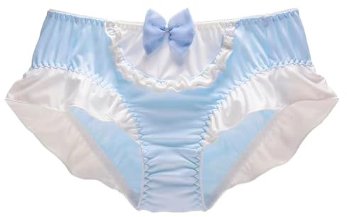 ZooChest Silk Panties for Women Satin Knickers Ladies Cute Underwear Frilly Panties Silky Comfortable Knickers for Women Blue Hipster Full Briefs XL