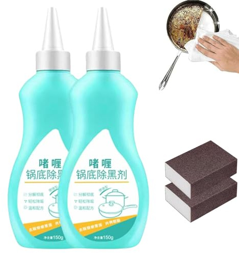 2 pezzi Magic Gel Detergente per Pentole e Padelle,Gel detergente per fondo pentola nero,Detergente per fondo pentole e padelle,Detergente gel per fondo pentole,