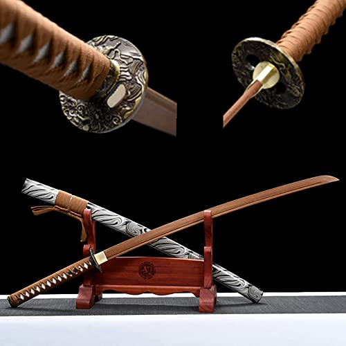 Katana d'entraînement en bois de Dalbergia naturel de 103 cm avec gaine, épée de pratique de samouraï japonais, faite à la main pour cadeaux, cosplay, décoration d'intérieur, exposition de collection