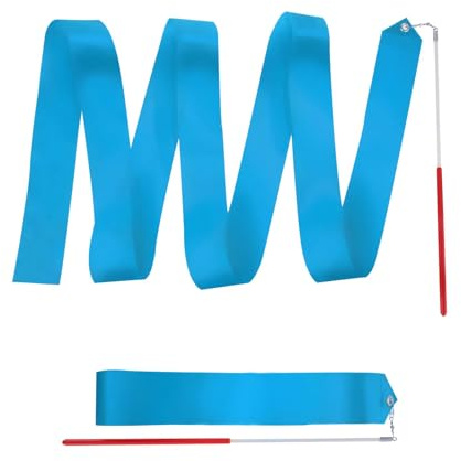 Abeillo 2pcs Rhythmic Dance Ribbons, 78.7 Inch Gymnastics Ribbon Dancer Wand Dancing Ribbon Streamers, Fits Artistic Dancing Gymnastics, Circus Carnival Shows, Baton Stick Twirling (Blue)