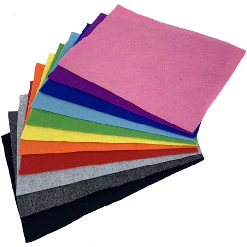 EDGEAM Filttyg 11 filtblad 20 x 30 cm pysselfilt 1,4 mm tjock mjuk färgglad filt för pyssel för handarbete gör-det-själv sömnadsprojekt lapptäcke dekorationer (20 cm x 30 cm)