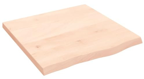 Makastle Waschtischplatte Holzbohlen Ideal für Aufsatzwaschbecken, Tischplatte Holzplatte Baumkanten-Platte für Heimwerker, Arbeitsplatten, 60x60x(2-4) cm Massivholz Unbehandelt