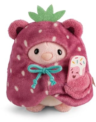 NICI doudou lapin Pibu 8 cm avec glace molle & costume de fraise en boîte cadeau - rose - Peluche douce, adorable pour câliner et jouer, pour enfants et adultes - 61652