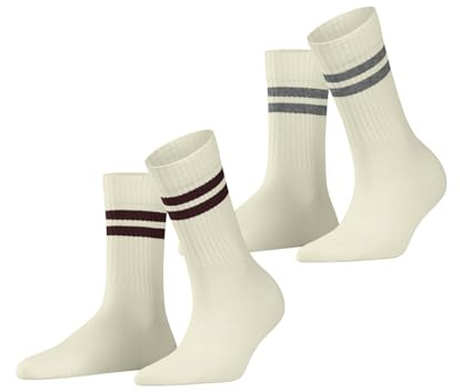 ESPRIT Tennis Stripe Multipack W So algodón estampados 2 pares, Calcetines Mujer, Blanco Turtel Dov 2140, 35-38