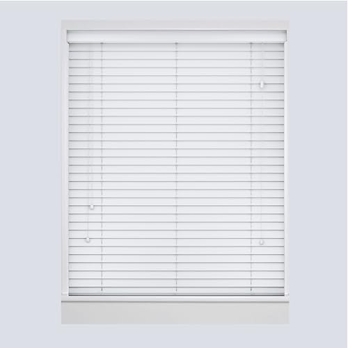 Apex Furnishings Made to Measure Faux Wood Window Venetian Blinds-50mm Slats White String Design Home Office Windows Blind (60cm x 150cm)