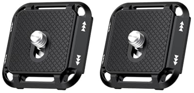 JJC 2 Stück Schnellwechselplatte kompatibel mit Peak Design Capture Clip V3 | Universal Arca Swiss Plate mit 1/4-Zoll-Schraube, Kamera-Metall-Schnellwechselplatte, installieren Arca-Stativköpfe