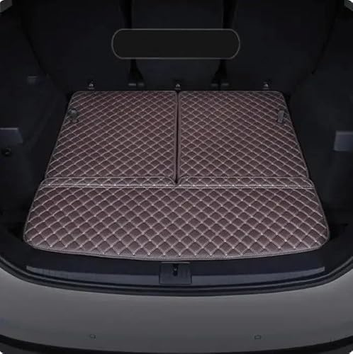 Auto Kofferraummatte Für VW Für Touran L 2006-2021 Leder Kofferraum Abdeckung wasserdichte Schutz Matten Zubehör Voiture Autos Pads Kofferraumwanne(Coffee 3)