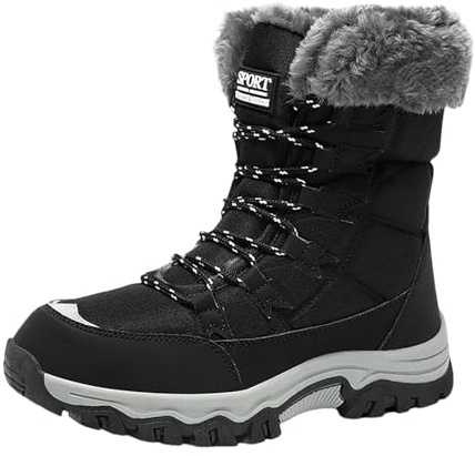 Bottes de Neige Femme Hiver Chaudes Bottes Fourrées Femme Antidérapantes Chaussures de Randonnée Ski Imperméable Bottine Chaussure Hiver Confortable Bottines Snow Boots Fourrées Botte de Neige Plate