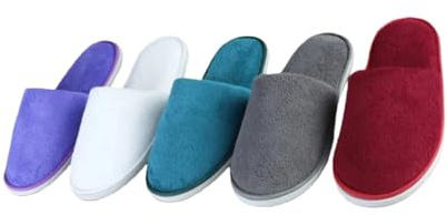 WQCMH 5 par/parti vinter bomullstofflor man kvinnor engångs hotelltofflor hem plysch tofflor resa spa gästfrihet gästskor, BEIgE, 4/8 UK