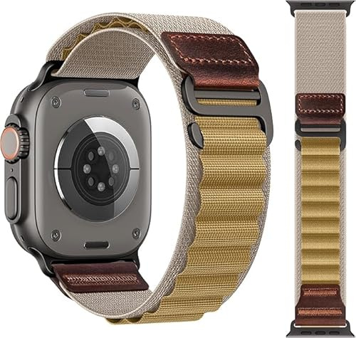 Alpine Loop-läderarmband kompatibelt med Apple Watch Ultra 49 mm, 46 mm, 45 mm, 44 mm, 42 mm, 41 mm, 40 mm, 38 mm, ersättningsband kompatibelt med iWatch, 38/40/41mm, Nylon, Ingen ädelsten