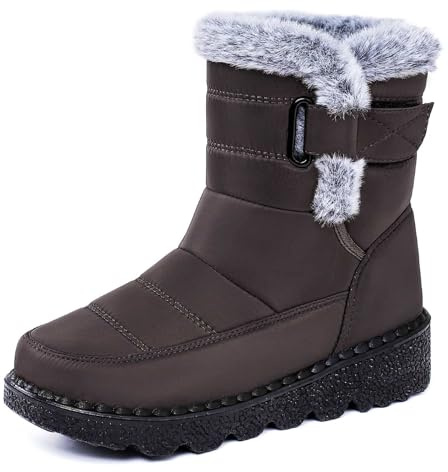 Generico Stivali da Donna da Neve Antiscivolo Scarpe Sci Donna Caldo Trekking Boots Stivaletti Casual Alla Caviglia Doposci Foderati Stivali Neve Pelose Comode Scarponcini Impermeabil Morbide
