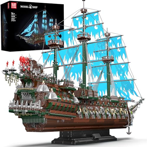 Mould King 13218 Piratenschiff Bausteine, MOC Fliegenden Holländers groß Segelschiff Spielzeug Modell für Erwachsene (6849 Stück)