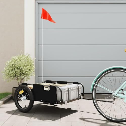 Genérico Remolque para Bicicletas Hierro y Tela Oxford Negro, Remolques para Bicicletas Negro,94171