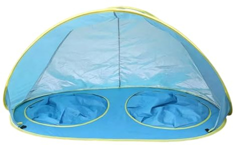 Tente de Plage Enfant - 180x100x90 Cm, Double Piscine avec Ruban Argenté Protection UV, Abri Montage Rapide Portable, Sac de Transport Inclus | Parasol Camping Jardin, pour