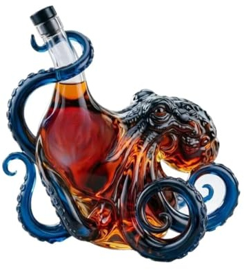 Bottiglia di polpo in vetro, Decanter 3D scolpito di polipo, bottiglia di liquore in vetro borosilicato da 350 ml, decorazione per la casa nautica regalo da collezione