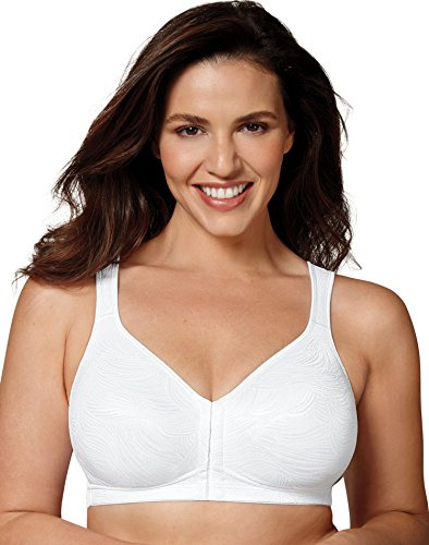 Playtex Damen Wireless Bra, 18 Hour Plus-Size Bras Available, Posture Boost, Front Close, Back Support, E525 BH, Undurchsichtige, weiß, 105DD