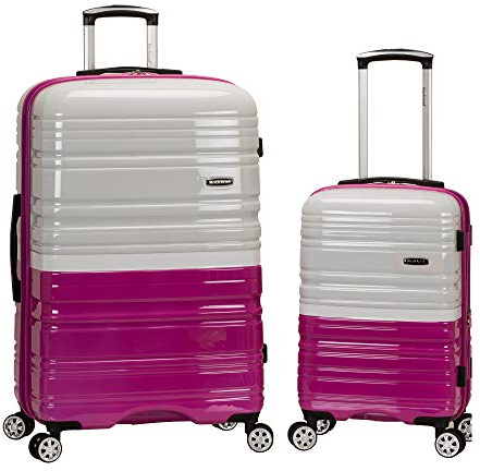 Rockland Juego de 2 Piezas giratorias de policarbonato expandible de 20 Pulgadas, 28 Pulgadas, 2 Tonos Blanco, 2 Piece (20/28), Melbourne Hardside - Maleta con Ruedas giratorias expandibles