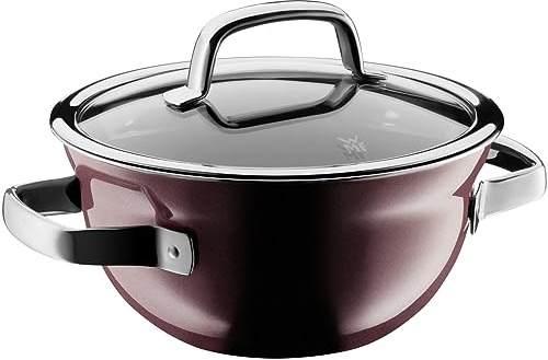 WMF Fusiontec Mineral Bol de cuisson avec couvercle en verre 20 cm, petite casserole à induction 2,3 l, céramique high-tech anti-rayures, rouge