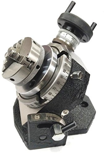 Assorts Precision 4/ 100 Mm Tilting Milling Indexing Rotary Table With Small Chuck, Back Plate & Fixing T Nuts Bolts-metalworking Engineering Machine Tools (With 65 Mm 4 Jaw Self Centering)