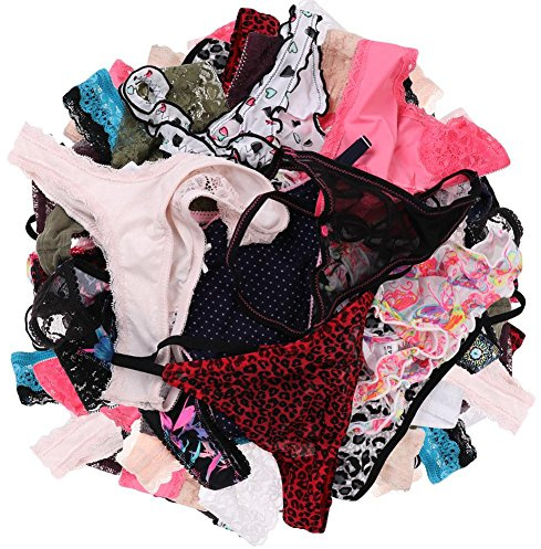UWOCEKA Sexy Thongs for Women,Varity of T-Backs Sexy Underwear 20 Pack of G Strings Lacy Undies Panties Tanga(20PCS,L)