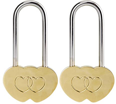 VerRich Lot de 2 cadenas en forme de cœur 8,9 cm 50 mm pour les amoureux, mariage, pont, Paris, anniversaire (sans clé)