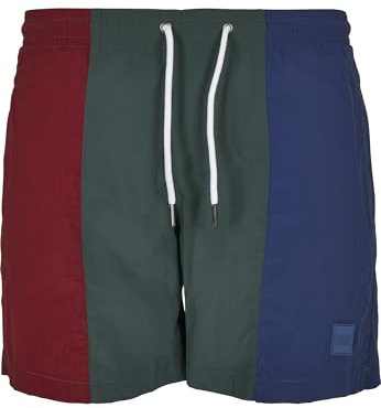 Urban Classics Badbyxor för män med 3 toner, badbyxor, Vinröd, M