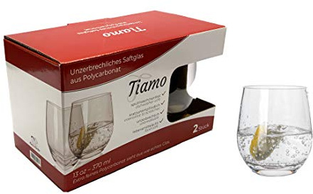 Moritz 2 Stück Timo Camping Gläser Wassergläser Tumbler bruchfest kratzfest Wasser Gläser 370 ml