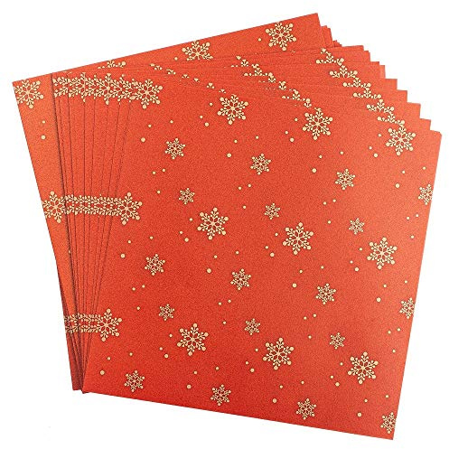 Ideen mit Herz transparent papper | 100 ark | premiumkvalitet | 110 g/kvm | tryckt | perfekt vikpapper för stjärnpyssel | transparent pysselpapper (iskristaller | röd och guld, 15 x 15 cm)