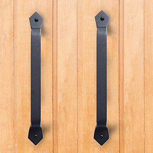 WANLIAN 28 cm Gusseisen Scheunentürgriff rustikal schwarz 2 Stück | 2 Griffe aus massivem Gusseisen, rostfrei und wetterfest – für Scheunentür & Schiebetür.