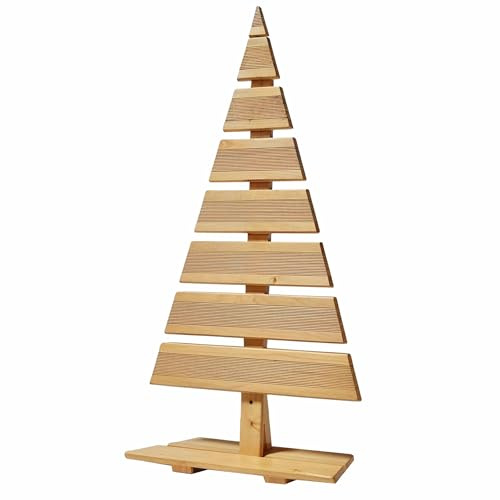 Floranica Árbol de Navidad de Madera Natural 90x45cm Decoración navideña para Interiores y Exteriores Gran árbol de Madera de alerce Hecho a Mano, Grande Natural
