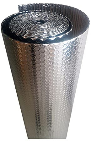 NAKAN Reflektierende Alu-Luftpolsterfolie Isolierrolle, 5mm Aluminiumfolie Thermo Dampf und Luftdichte Barriere Dampfsperre für Wände Gewächshäuser Hütten(Size:1x15m(3x49ft))
