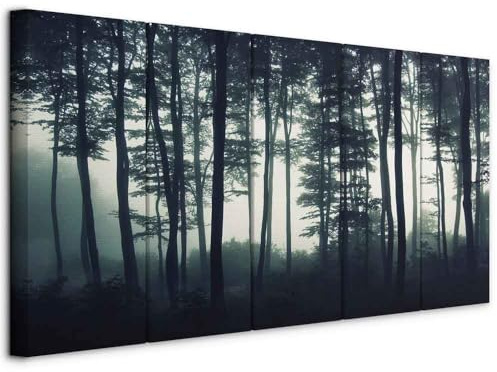 murando - Quadri Moderni Acustici Camera da Letto Grandi, Foresta 225x90cm | Chiodi Inclusi, 5 Pezzi, Quadro Moderno Acustico, Schiuma Acustica, Pannelli Fonoassorbenti Decorativi, Produzione Europea
