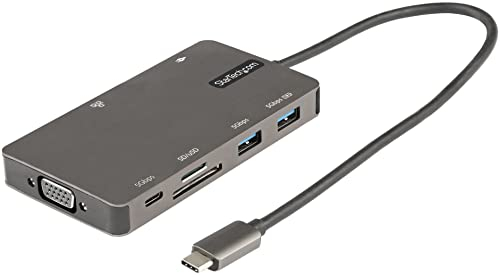 StarTech.com Adaptateur Multiport USB-C - Dock de voyage HDMI 4K 30Hz ou VGA - Hub USB 3.0 5Gbps - 100W Power Delivery - SD/Micro SD - GbE - Mini Dock USB Type-C - 30cm (DKT30CHVSDPD)