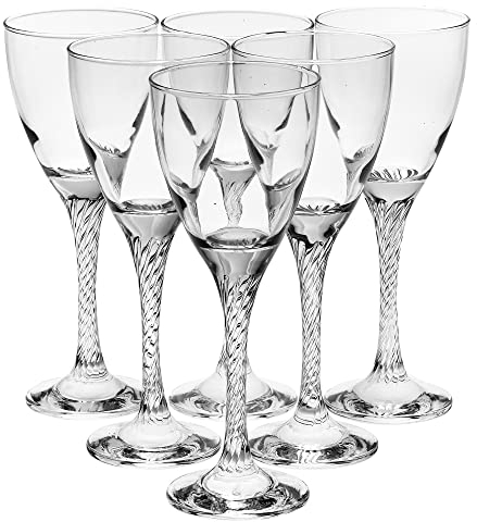 Queensway Home & Dining 6pc Twist Stem White Red Wine Decorative Glasses Set Cups Dinner Party Goblets