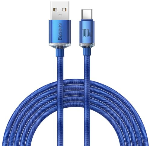 Baseus Cabo Usb Para Tipo C Pd100W Power Delivery Crystal Shine Cajy000503 2M Azul