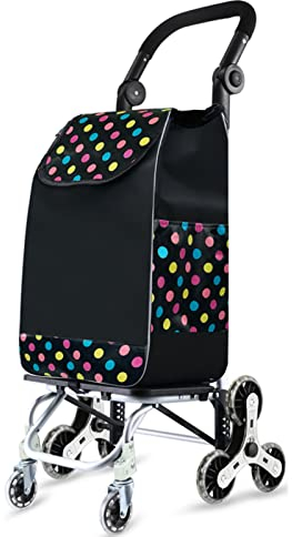JTYX Einkaufswagen Leichter zusammenklappbarer Einkaufswagen Aluminiumlegierungsrahmen Treppensteiger Trolley mit 8 Rädern und Abnehmbarer Tasche