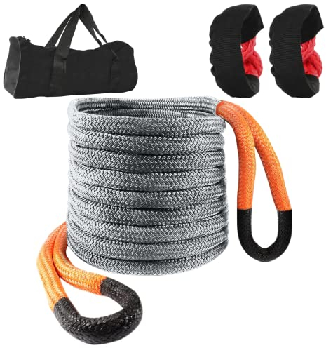 Kinetic Recovery Abschleppseil, 2,5 x 9,2 m, robustes Snatch-Seil mit 2 weichen Schäkeln (18,960 kg) für Jeep, SUV, UTV, ATV, LKW, Auto und Traktor-Recovery Kit