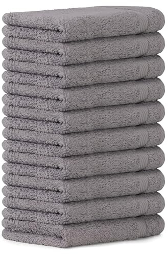 Luckytowel Seiftücher Set 30x30cm – Oeko-TEX kleine Waschlappen Set aus 100% Baumwolle mit 600 g/m² – mit Aufhängeschlaufe – flauschig & saugstark – Gästehandtücher 30x30 – 10er Pack Grau
