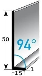 Sockelleiste | Edelstahl | Silber | Breite 10 mm | Höhe 50 mm | Länge 2500 mm | Materialstärke 1 mm | Selbstklebend | Fußleiste | 1 Stück
