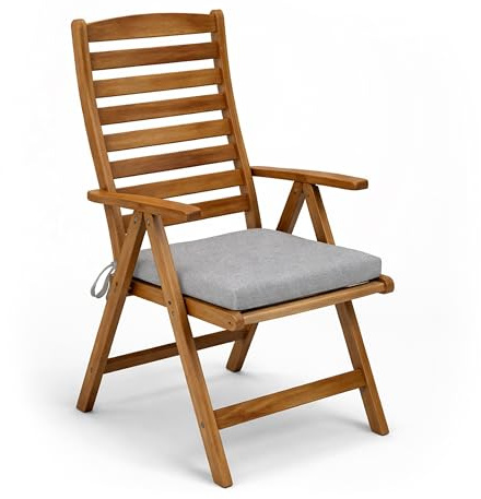 POKAR Bankauflage 60x60 cm | Bankkissen mit abnehmbarem Bezug und Bändern | Sitzauflage für Gartenbank, Sitzbank, Schaukel | Sitzpolster für Indoor und Outdoor | Oeko-TEX | Made in EU | Grau